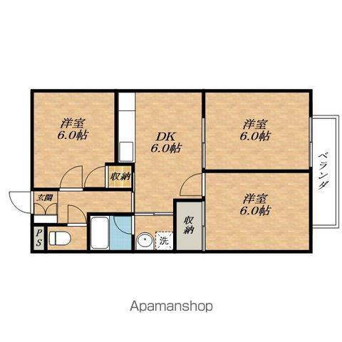 コーポラスれんげ(3DK/2階)の間取り写真