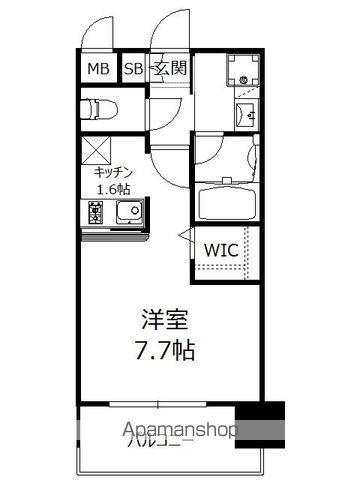 エンクレストベイ天神東Ⅱ(1K/3階)の間取り写真