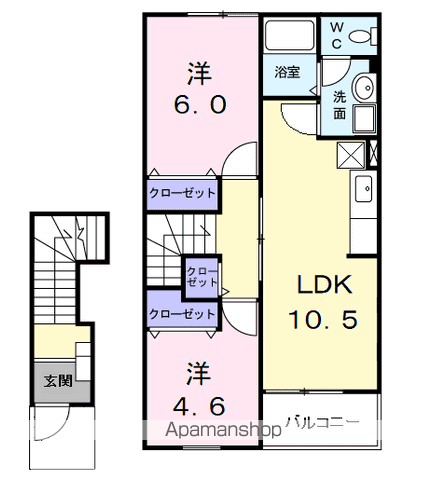 カミューナⅢ(2LDK/2階)の間取り写真