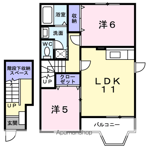ガーデンハイツⅡA(2LDK/2階)の間取り写真