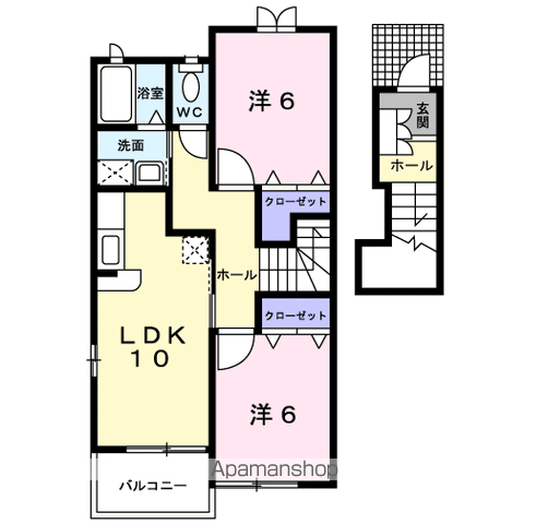 チェルシーⅠ(2LDK/2階)の間取り写真