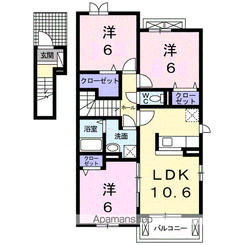NMONⅡ H(3LDK/2階)の間取り写真