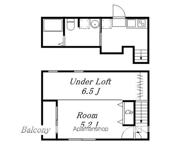 ロレイアム(1K/1階)の間取り写真