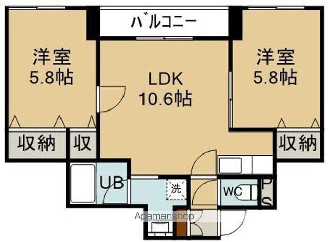 トータス亀田(2LDK/4階)の間取り写真