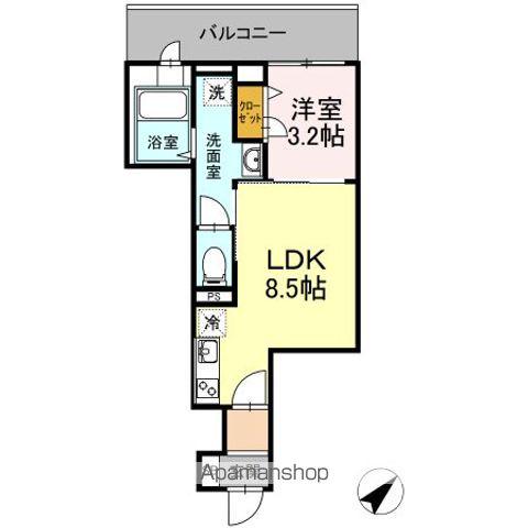 ベイサイドヒルズ関内(1LDK/7階)の間取り写真