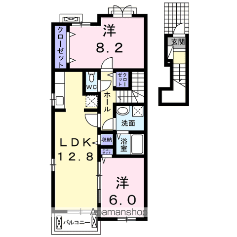 ベル・ソレイユY(2LDK/2階)の間取り写真