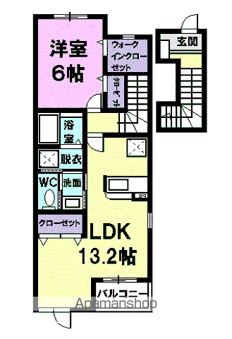 エターナル(1LDK/2階)の間取り写真