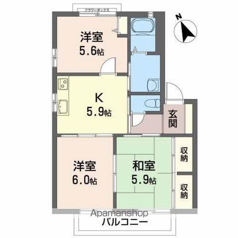 ディアス安積C(3K/2階)の間取り写真