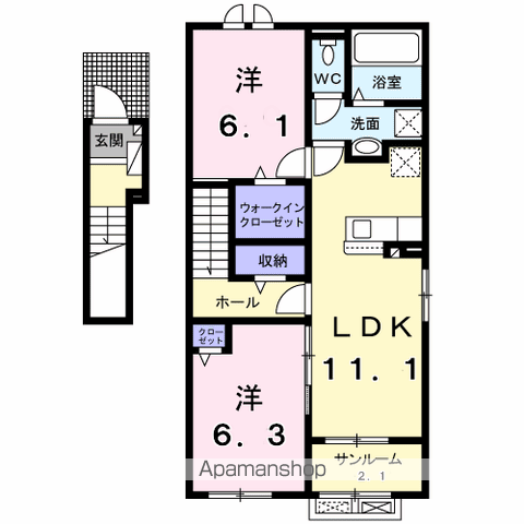 クレストⅡ(2LDK/2階)の間取り写真
