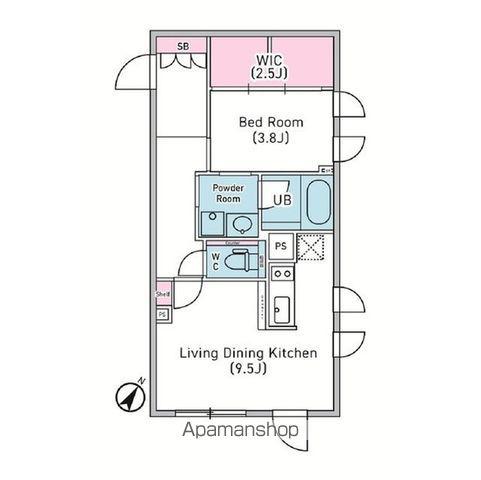 デュオメゾン渋谷松濤(1LDK/2階)の間取り写真