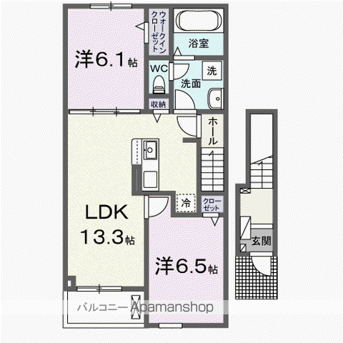 グラン ビレッジ ウー Ⅲ(2LDK/2階)の間取り写真