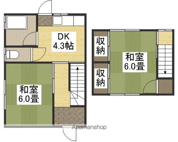 宍甘６５０借家　６・７・８号(2K)の間取り写真
