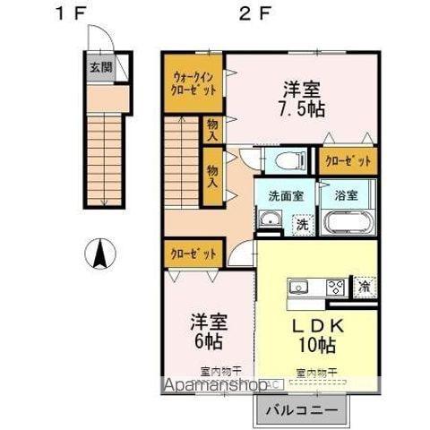 ジュネス向新庄ⅡA棟(2LDK/2階)の間取り写真