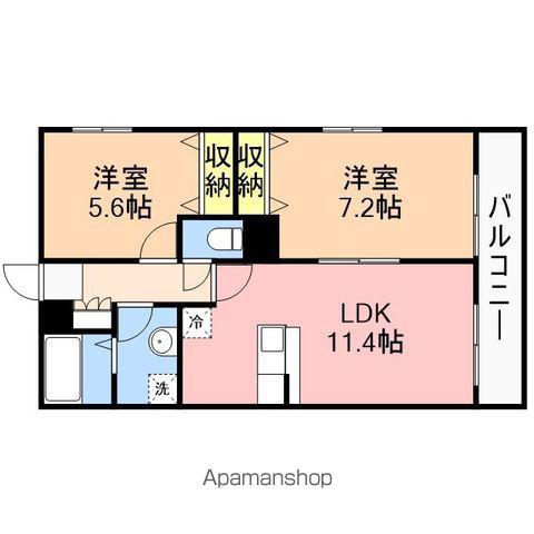 ミルズグランディール河渡(2LDK/1階)の間取り写真