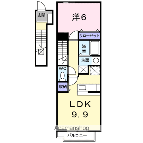 ブライトガーデンUNO(1LDK/2階)の間取り写真