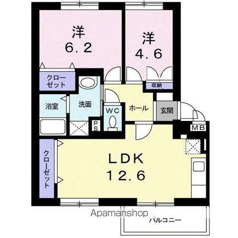 ニューエルディム小田(2LDK/2階)の間取り写真