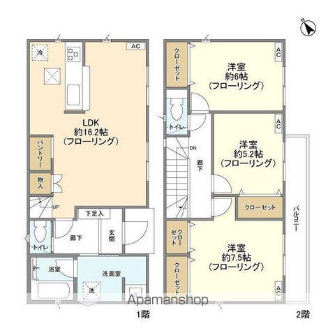 千葉都市モノレール 千城台北駅 徒歩43分 2階建 築4年(3LDK)の間取り写真
