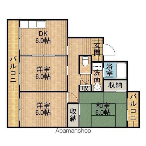 ドエル川村(3DK/3階)の間取り写真