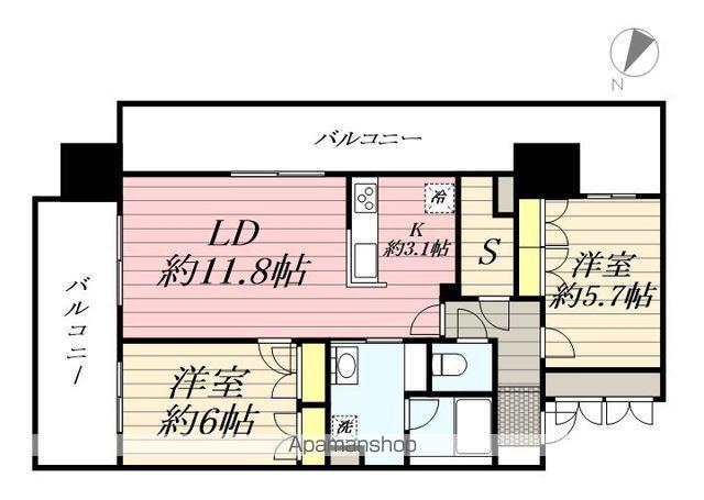 RJRプレシア天神サウス(2LDK/5階)の間取り写真