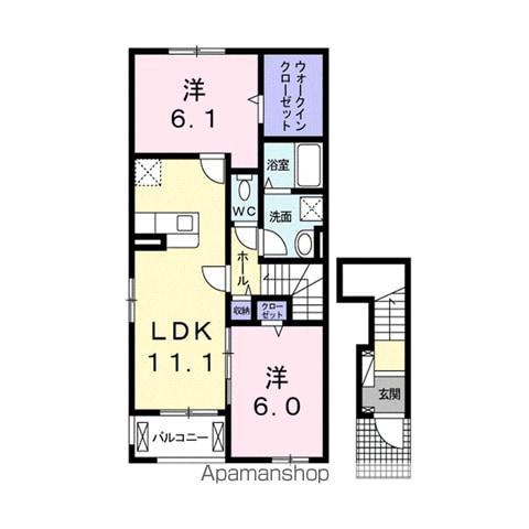 クラシオンA(2LDK/2階)の間取り写真