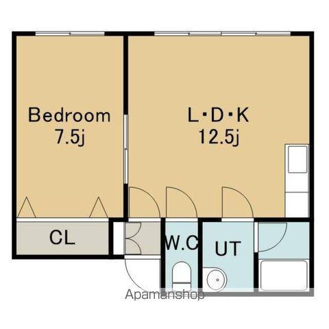 豊川ハイツ(1LDK/2階)の間取り写真