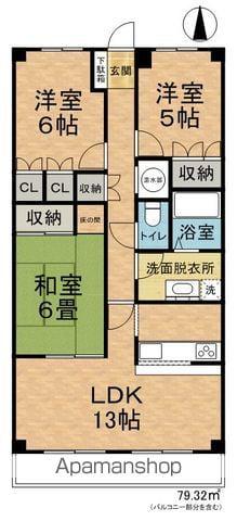 マンション渚(3LDK/2階)の間取り写真