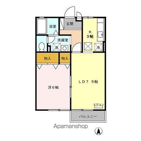 セジュール東鼎 A/B(1LDK/1階)の間取り写真