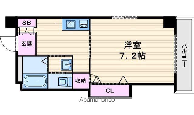 ヒルズ5谷町(1K/4階)の間取り写真
