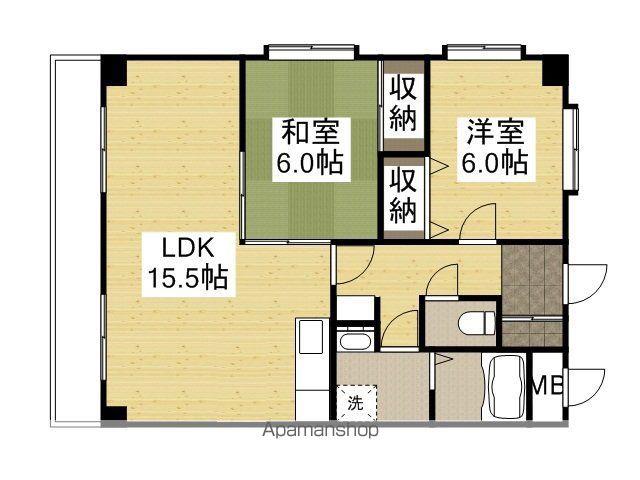 西本ビル(2LDK/3階)の間取り写真