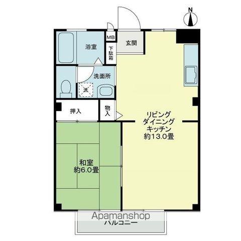 フォブール円座 Ⅱ(1LDK/2階)の間取り写真