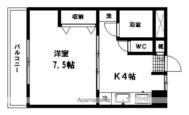キャッスル新坂第一(1K/1階)の間取り写真