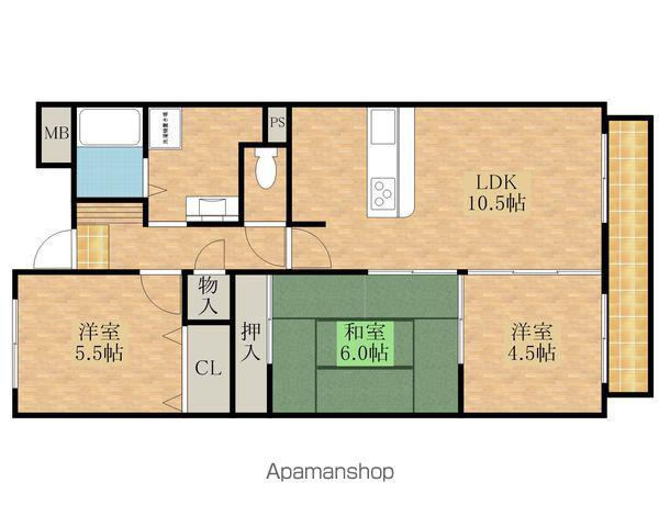 グリーングラス久米田(3LDK/4階)の間取り写真