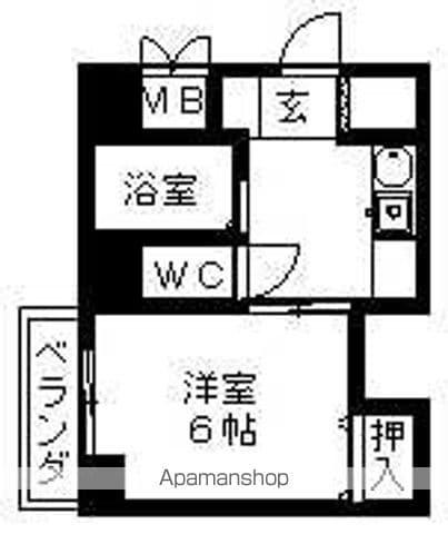 クレア高峯(1K/6階)の間取り写真