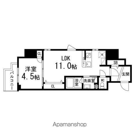 ラファール泉中央(1LDK/5階)の間取り写真