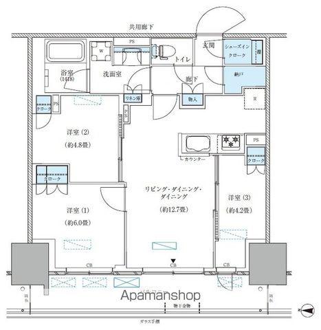 パークアクシス西大島コンフォートスクエア(3LDK/14階)の間取り写真
