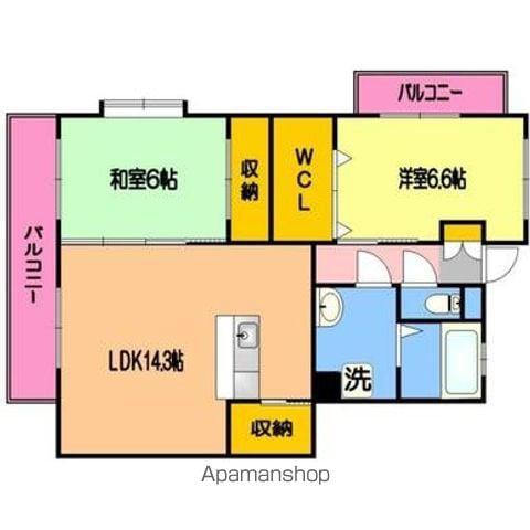 CASA MIA(2LDK/3階)の間取り写真