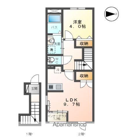 サントル北町(1LDK/2階)の間取り写真