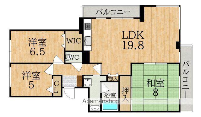 ローレルスクエア登美ヶ丘I期(3LDK/6階)の間取り写真