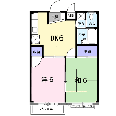 パティオ桜(2DK/2階)の間取り写真