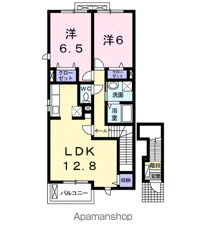 ミニョンカナージュⅠ(2LDK/2階)の間取り写真