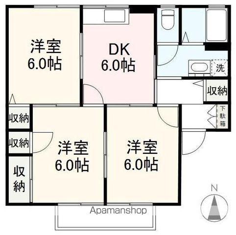 メゾンパークスA・B(3DK/1階)の間取り写真