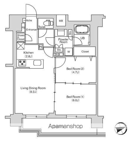 エミリブ鷺ノ宮(2LDK/4階)の間取り写真