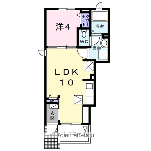エアリーウッド(1LDK/1階)の間取り写真