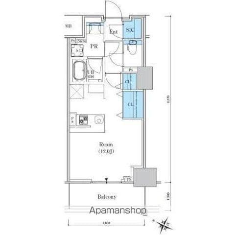 ロイヤルパークスER万代(ワンルーム/7階)の間取り写真