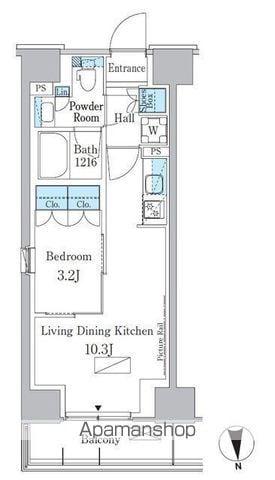 パークアクシス新宿百人町(1LDK/4階)の間取り写真