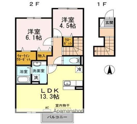 花水 木(2LDK/2階)の間取り写真