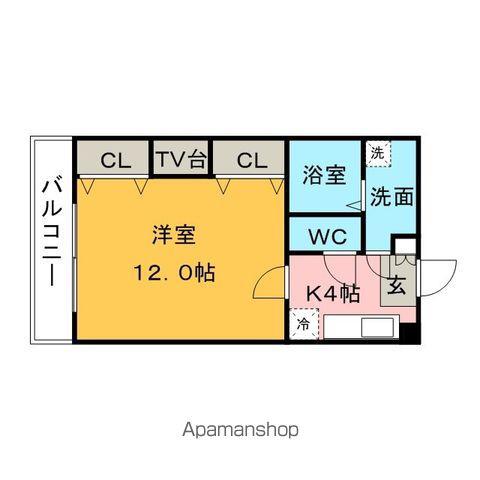 ソレイユ2(1K/4階)の間取り写真