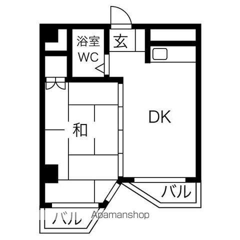 ラ・メゾンパシフィック新堀(1DK/2階)の間取り写真