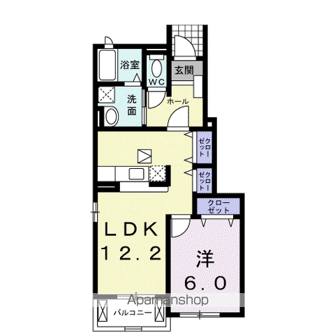 エアリークレメントⅡ(1LDK/1階)の間取り写真