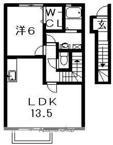 エスべランサハイツⅠ・Ⅱ(1LDK/2階)の間取り写真